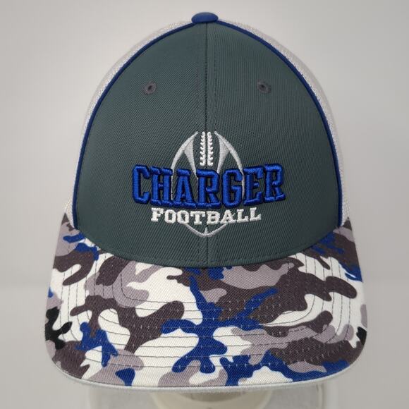 Charger Football Fitted Mesh Back Trucker Hat Multicolor Medium Camo - Picture 2 of 9